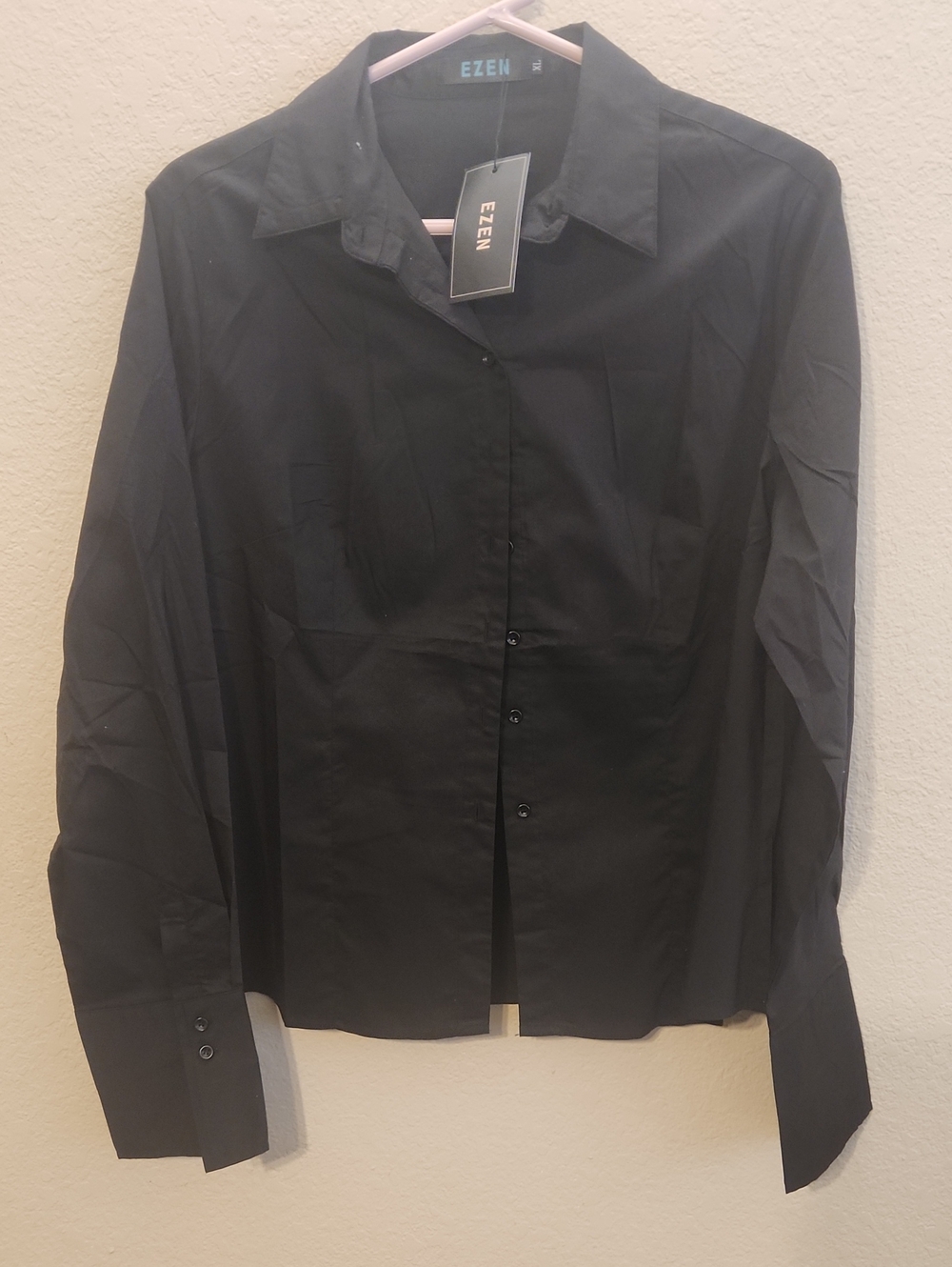 Ezen Black Button-Up Blouse